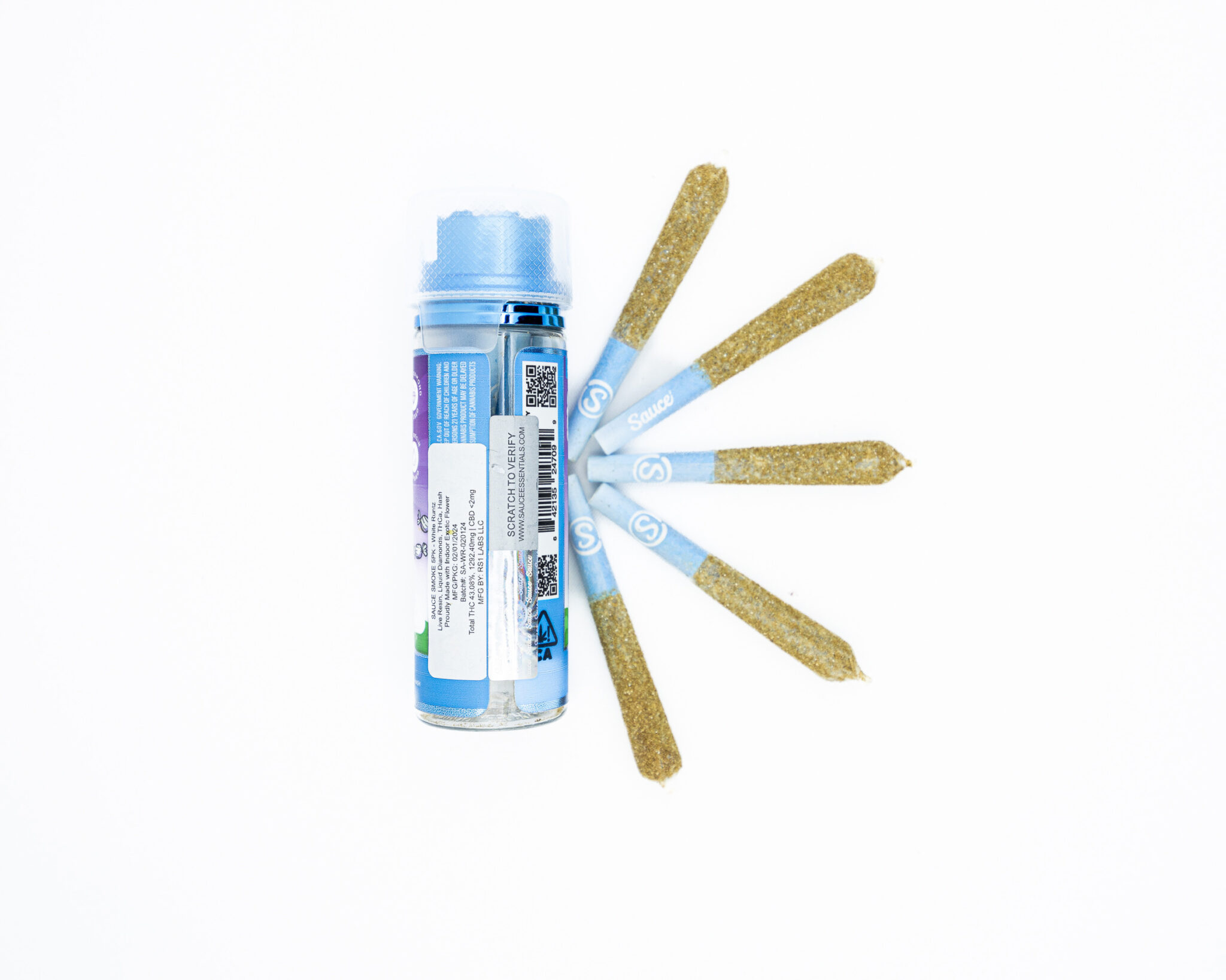 SAUCE-SMOKES-–-PREROLLS-–-INFUSED-–-SHORTIES-–-5-PER-PACK-WHITE-RUNTZX-6