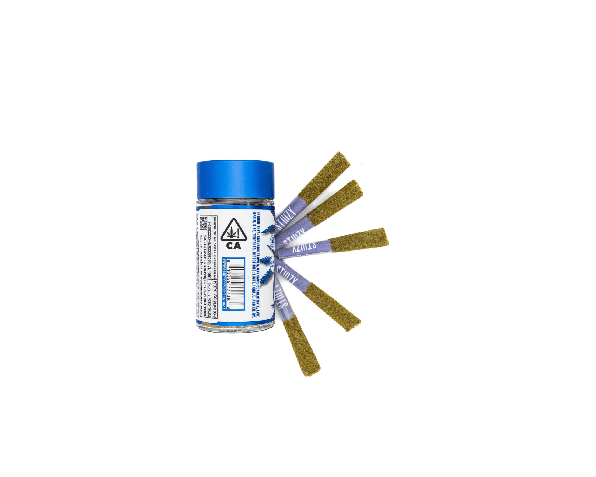 STIIIZY-40S-PREROLLS-INFUSED-PREROLL-JOINTS-COATED-W -KIEF-INFUSED-W LIVE-RESIN-5-PER-PACK-BLUE-DREAM-SATIVA3G2A6391