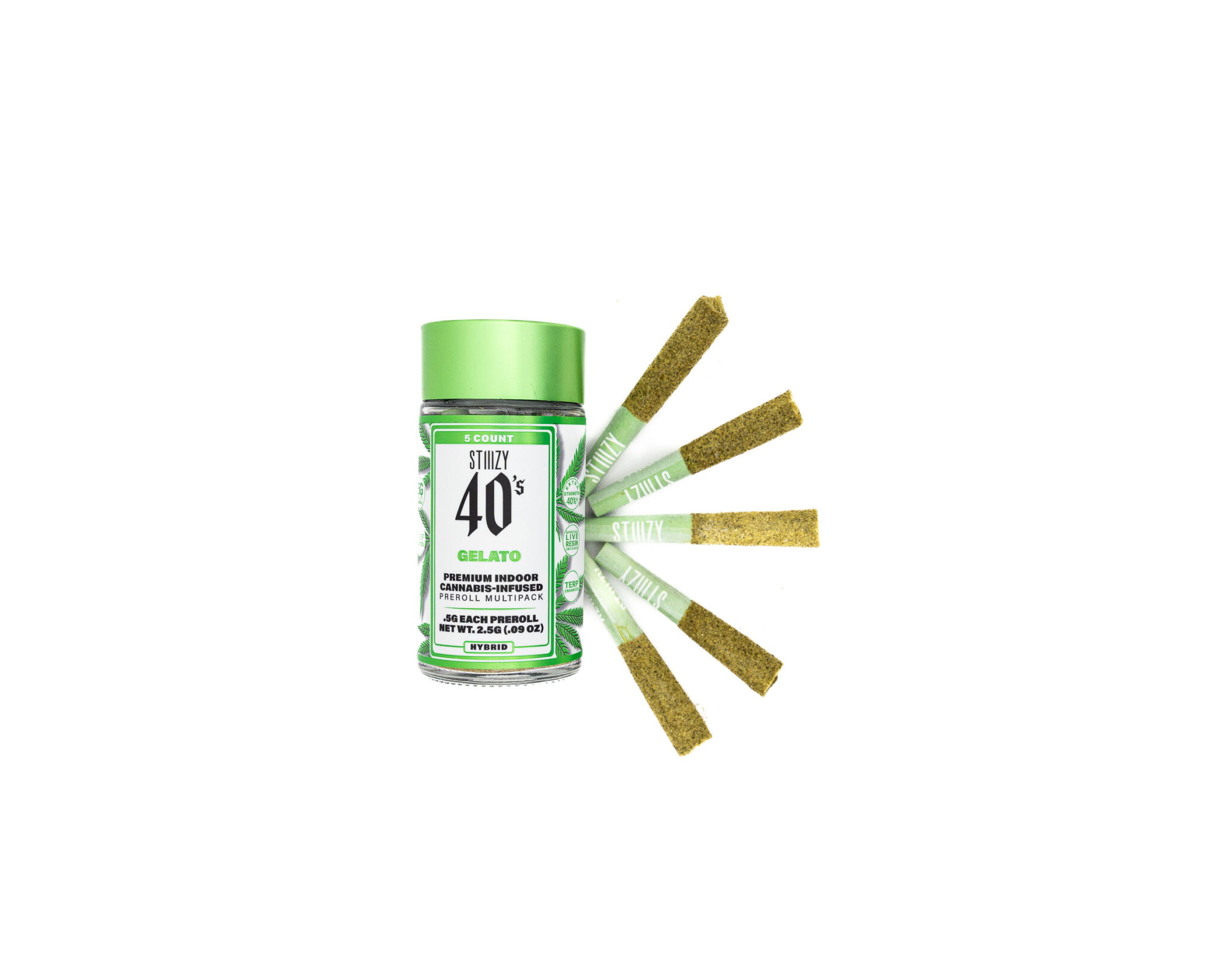 STIIIZY-40S-PREROLLS-INFUSED-PREROLL-JOINTS-COATED-W -KIEF-INFUSED-W LIVE-RESIN-5-PER-PACK-GELATO-HYBRID3G2A6382
