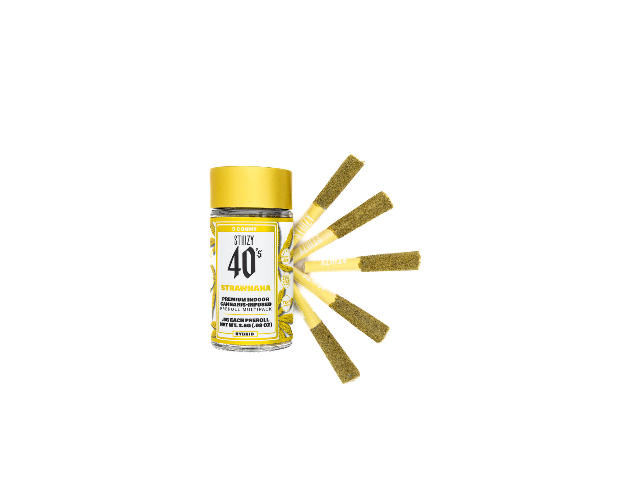 STIIIZY-40S-PREROLLS-INFUSED-PREROLL-JOINTS-COATED-W -KIEF-INFUSED-W LIVE-RESIN-5-PER-PACK-STRAWNANA-HYBRID3G2A6395