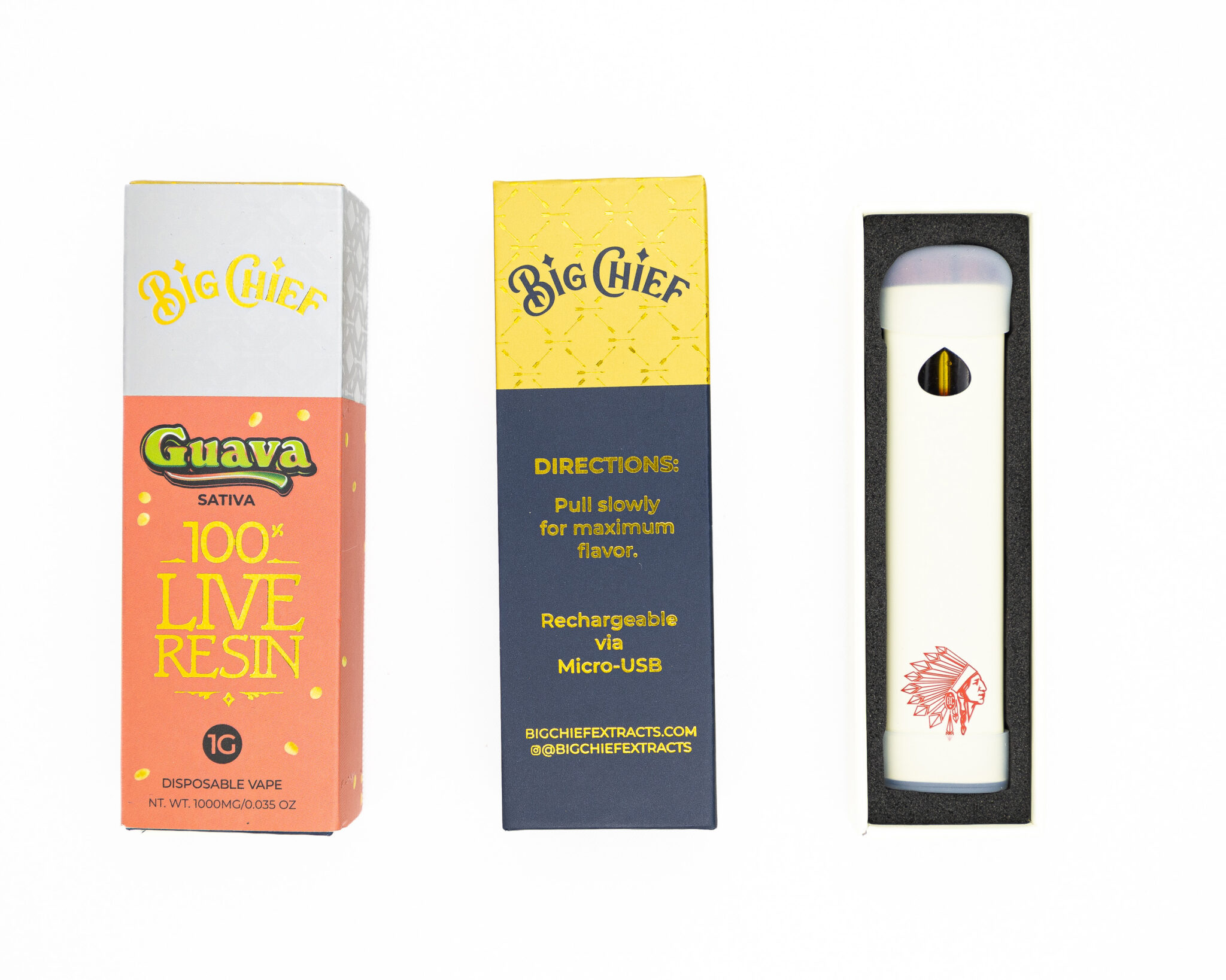 BIG CHIEF – DISPOSABLE RECHARGABLE VAPE CARTS – 100% LIVE RESIN – 1GM GUAVAX-6 BIG-CHIEF-–-DISPOSABLE-RECHARGABLE-VAPE-CARTS-–-100-LIVE-RESIN-–-1GM-GUAVAX-6