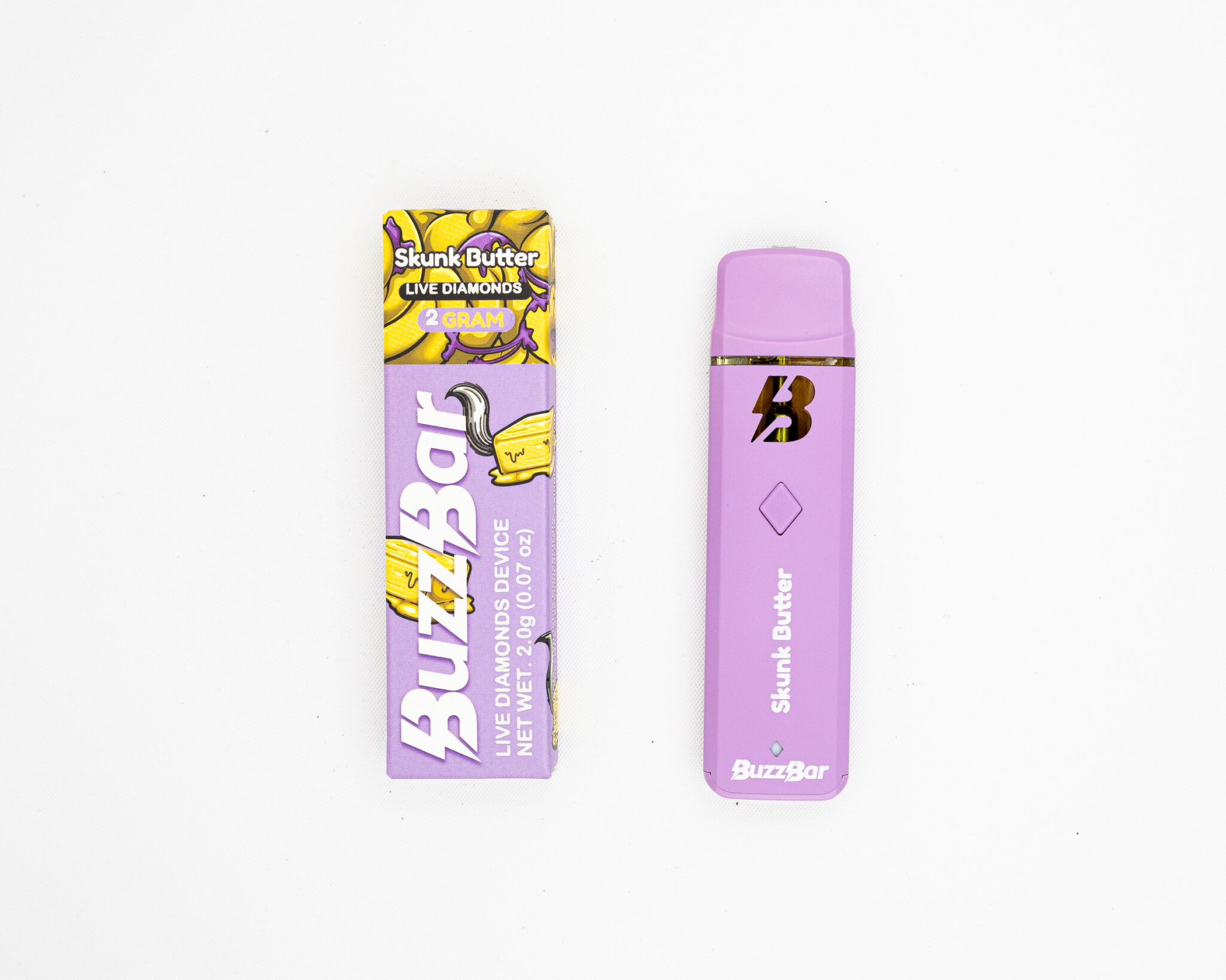 BUZZ-BAR-DISPOSABLE-RECHARGEABLE-VAPE-CART-INFUSED-W -LIVE-DIAMONDS-2G-SKUNK-BUTTERX-1-1