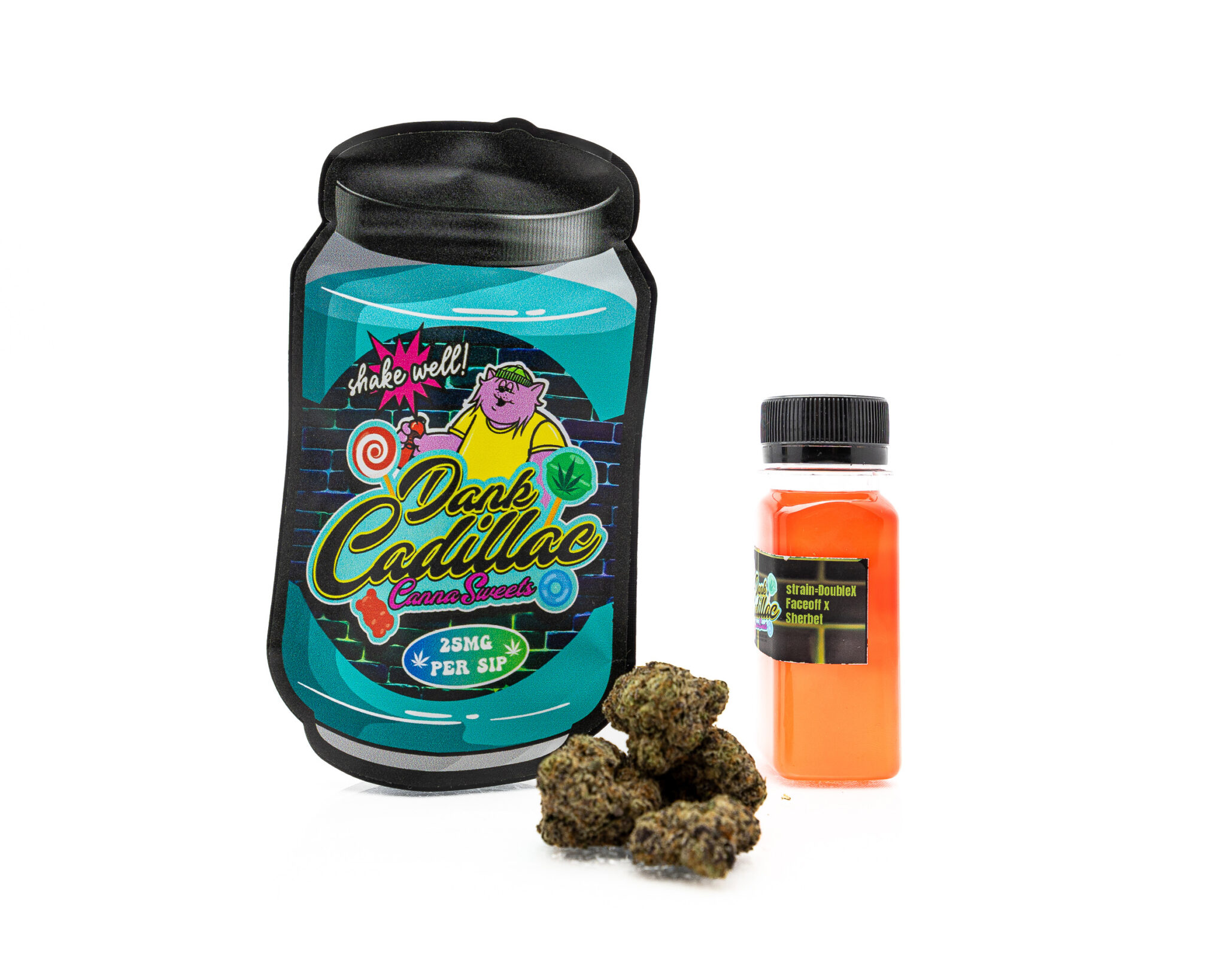 DANK-CADILLAC-–-CANNA-SWEEETS-–-BEVERAGE-FLOWER-–-25MG-SIP-3.5G-DUOBLE-X-FACEOFF-X-SHERBETX-30