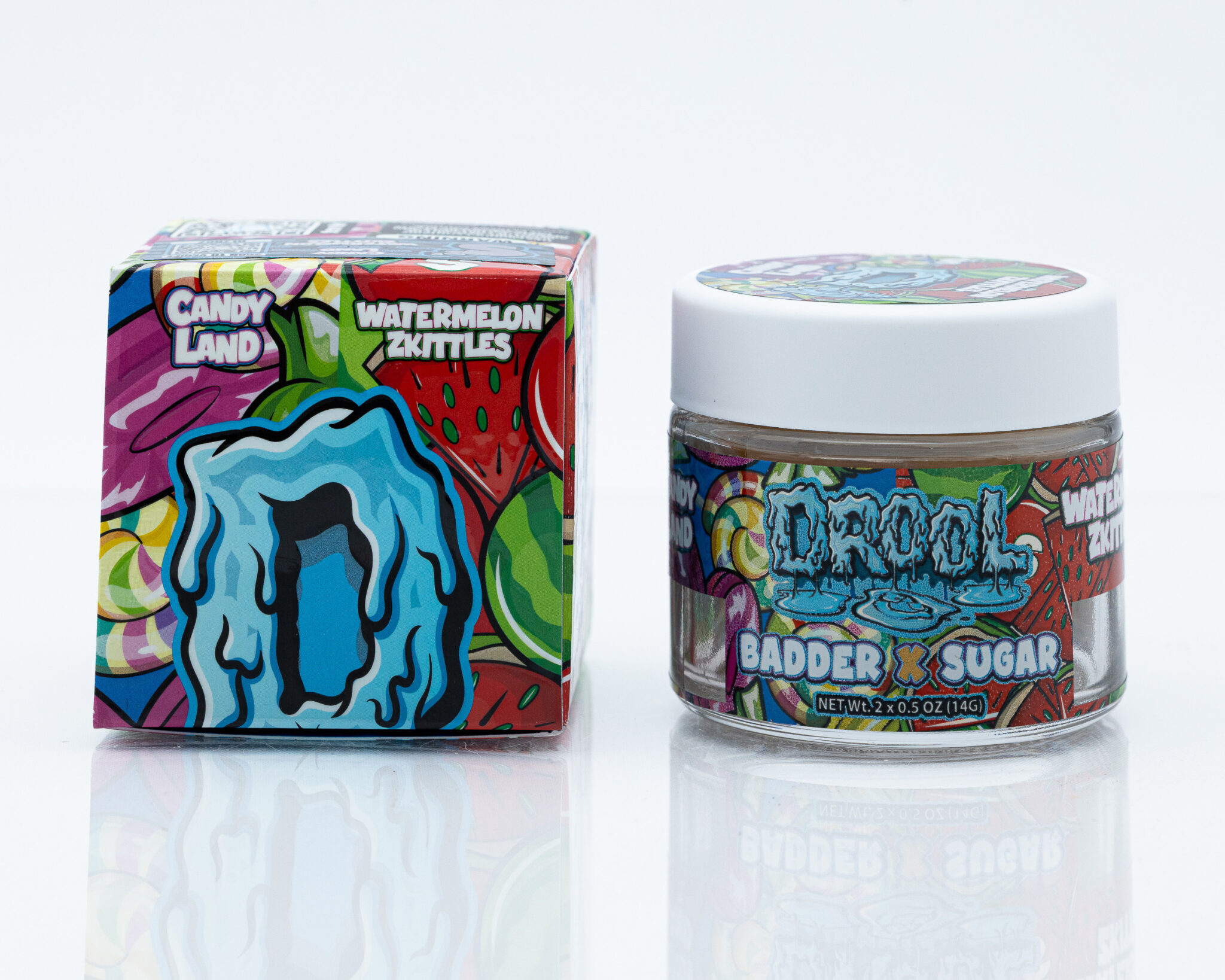 DROOL-BY-SNOOZE-–-BADDER-X-SUGAR-–-1-OZ-0.5-OZ-BADDER-–-0.5-OZ-SUGAR-CANDY-LAND- -WATERMELON-ZKITTLESX-40